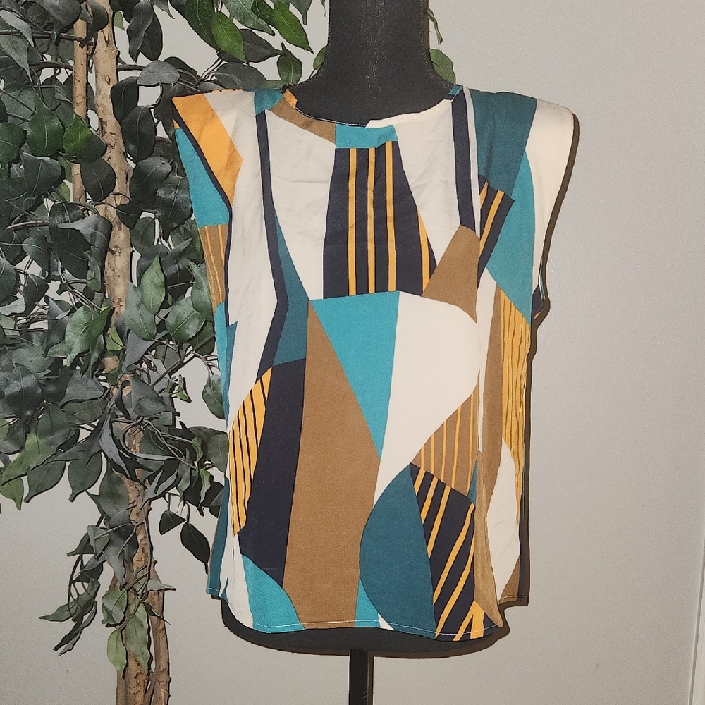 SHEIN Multicolor Geometric Blouse
